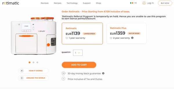 rotimatic woocommerce store homepage